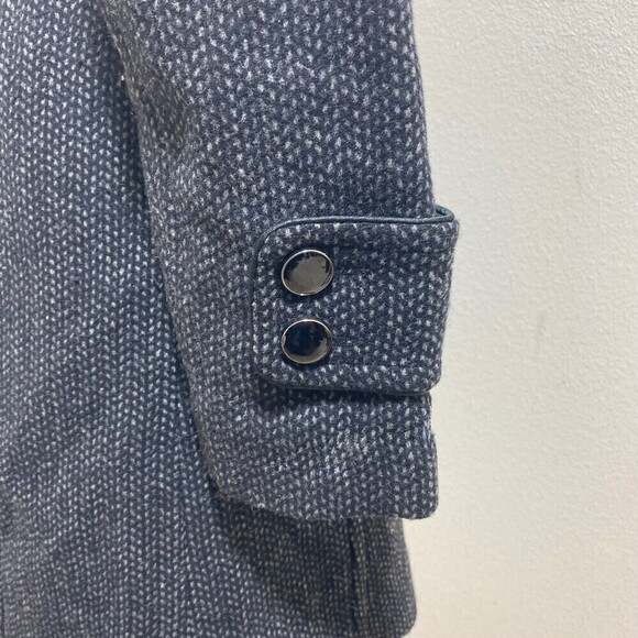 SOIA & KYO Gray Herringbone Wool Blend Trench Coat Petite Small No Belt - Picture 5 of 11
